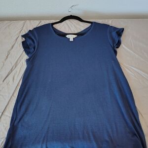 Markets And Spruce Flutter Sleeve Blue Top